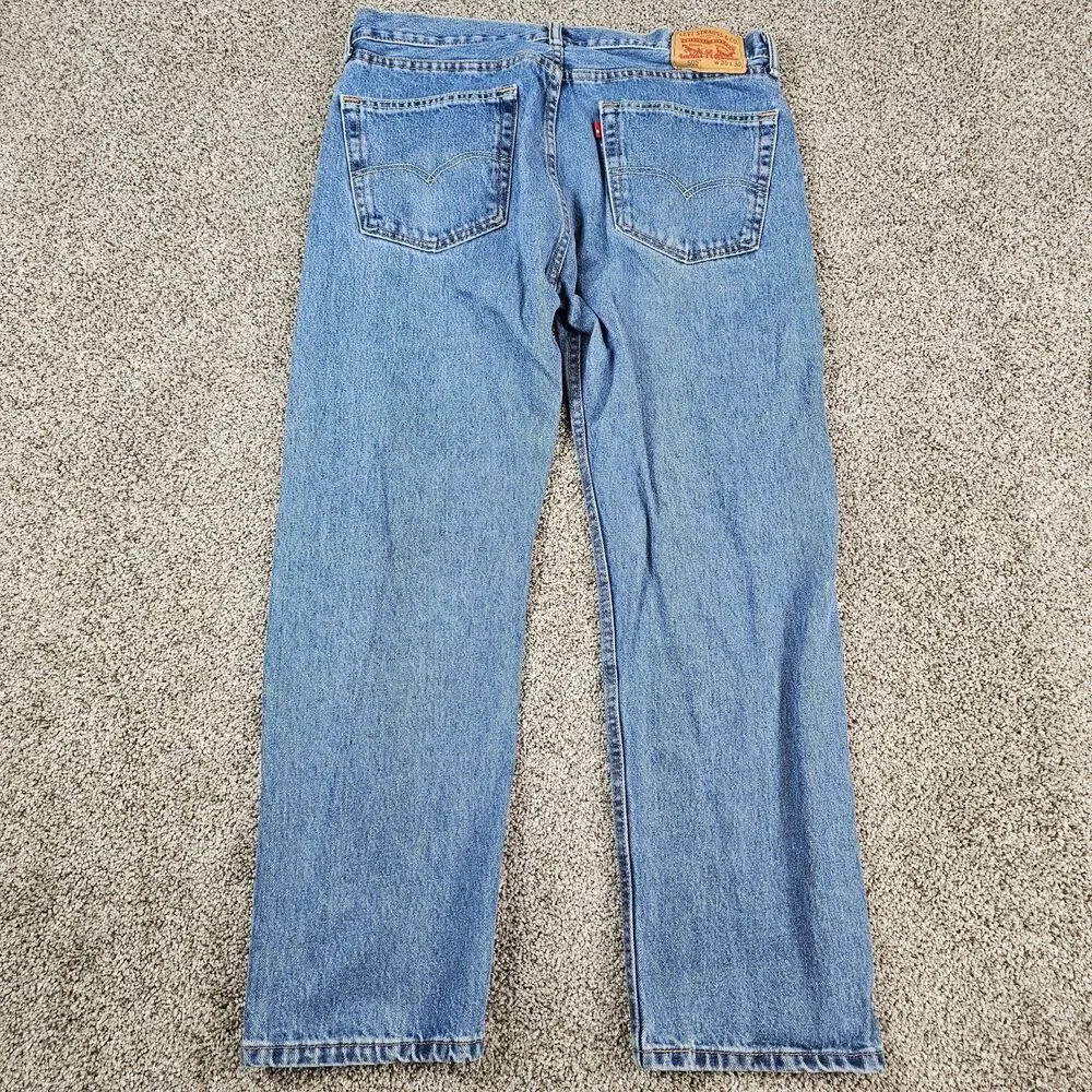 Levis 505 Jeans Mens 36x29 Blue Denim Regular Straight Grunge Distressed Skate